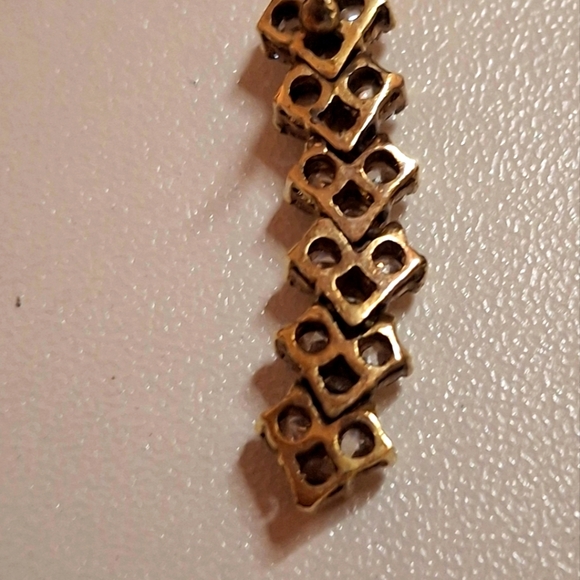 Gold Over 925 Sterling Silver CZ Dangle Earrings - Picture 5 of 7